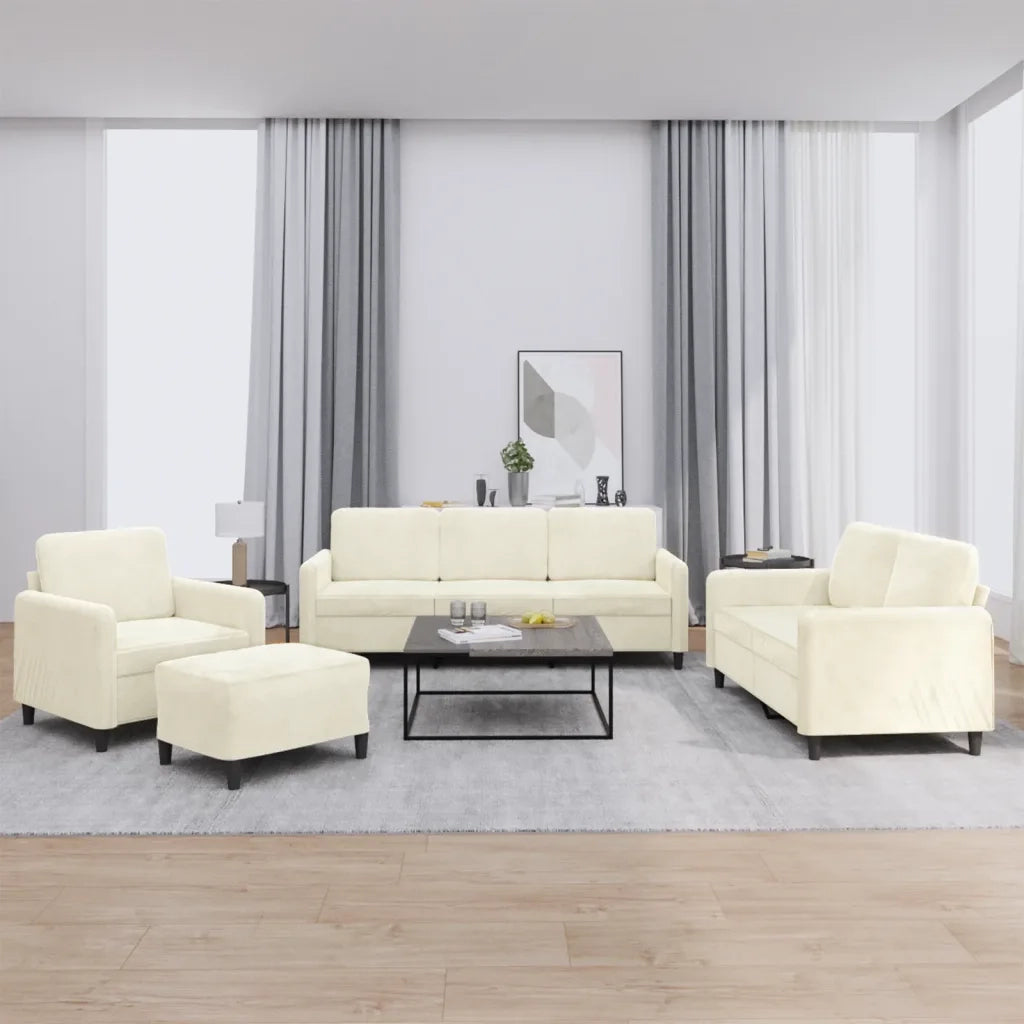 Set di Divani 4 pz Crema in Velluto 3201952
