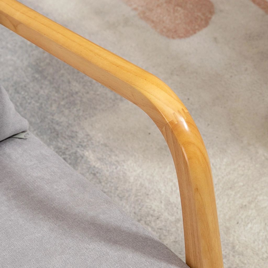 Poltrona relax velluto grigio ¨C zephmum ¨C gambe legno