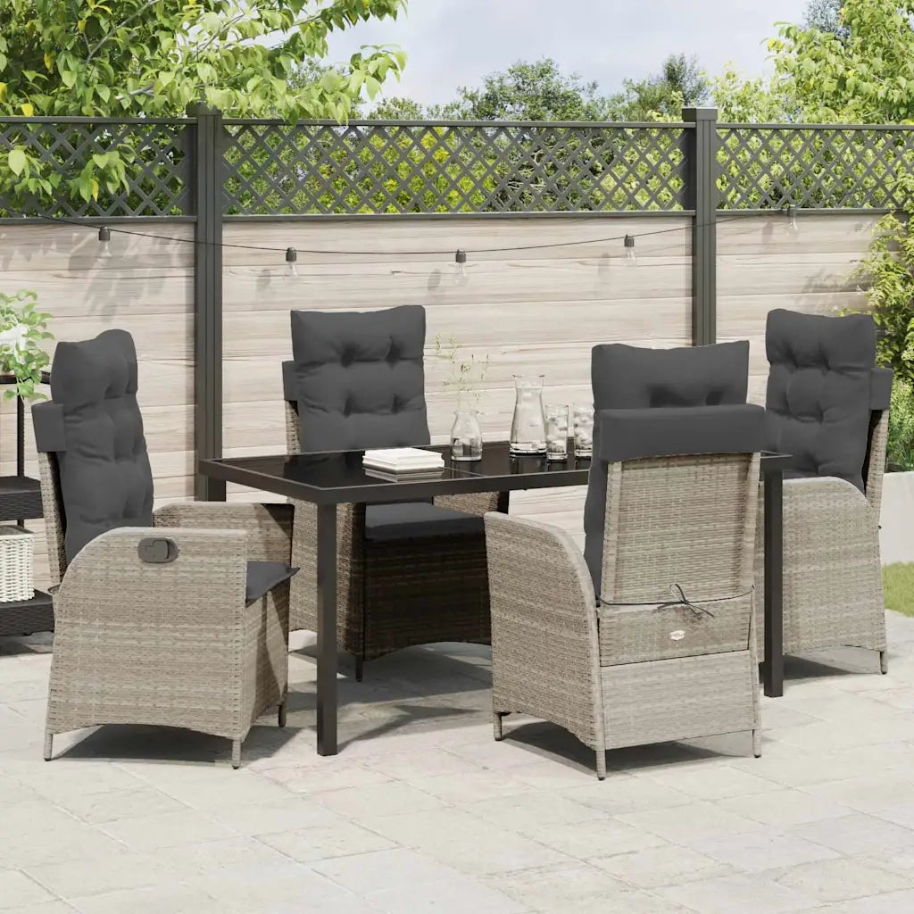 Set da Pranzo per Giardino 5 pcs Grigio chiaro polyrattan