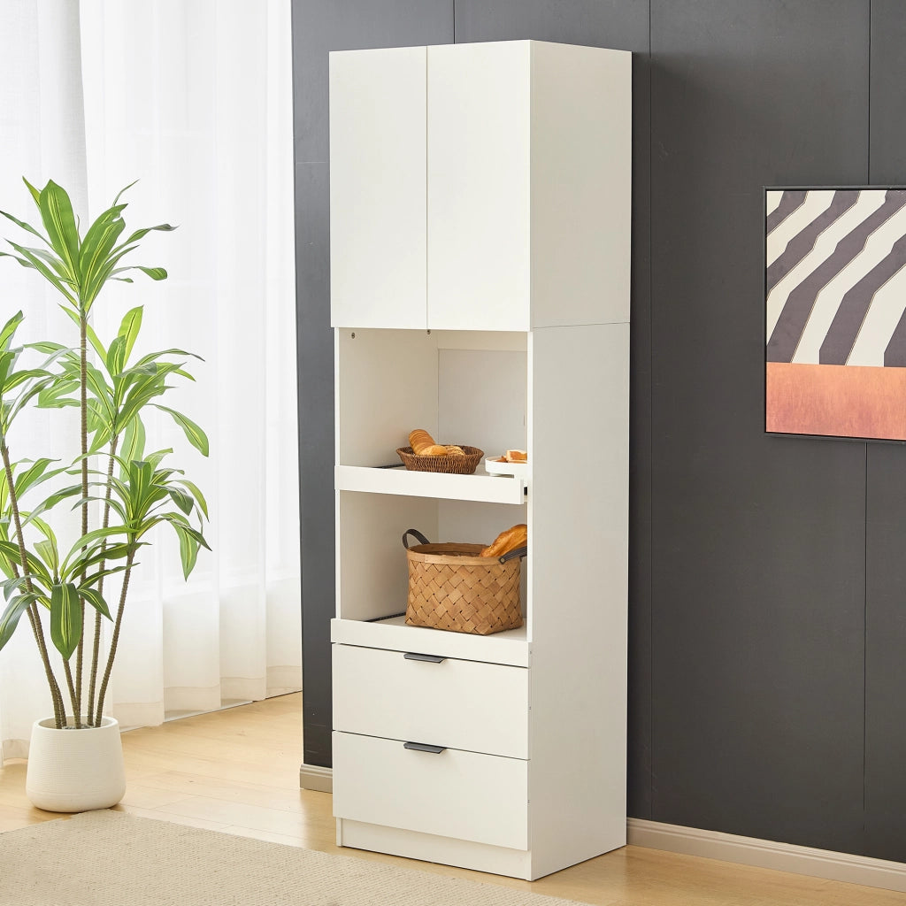 Armadio Multiuso con Ante, Cassetti e Ripiani ¨C Xylo ¨C Bianco, 200 cm