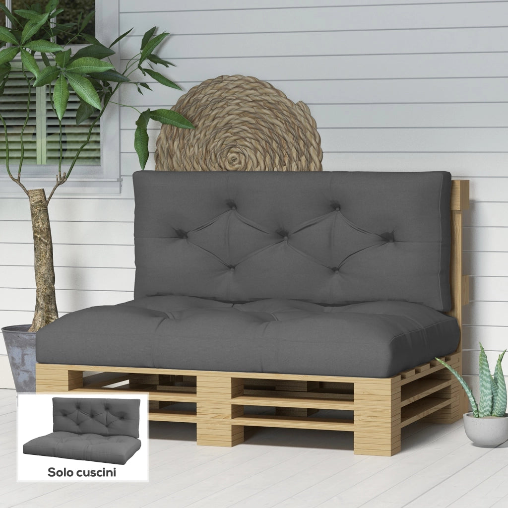 Set 2 Cuscini da Giardino ¨C Minimal ¨C Grigio Poliestere