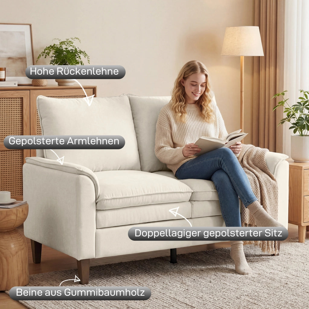 Divano 2 posti ¨C Minimal ¨C crema, tessuto chenille