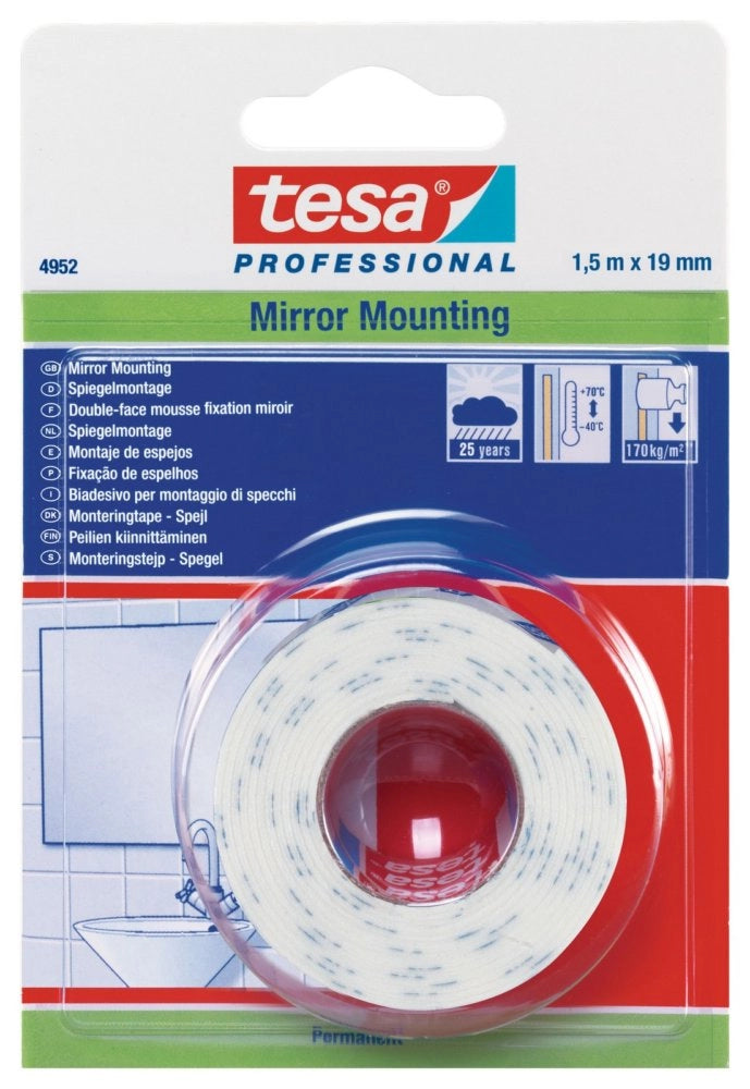12pz nastro biadesivo x specchi e oggetti pesanti tesa ml 1,5x19 mm cod:ferx.95783