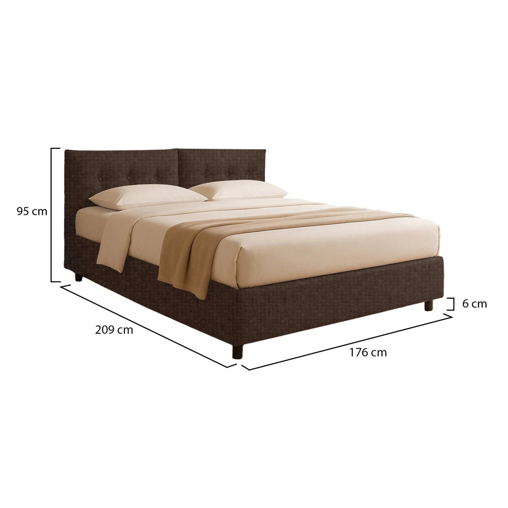 Bath, Letto Matrimoniale Sfoderabile Made in Italy, Marrone
