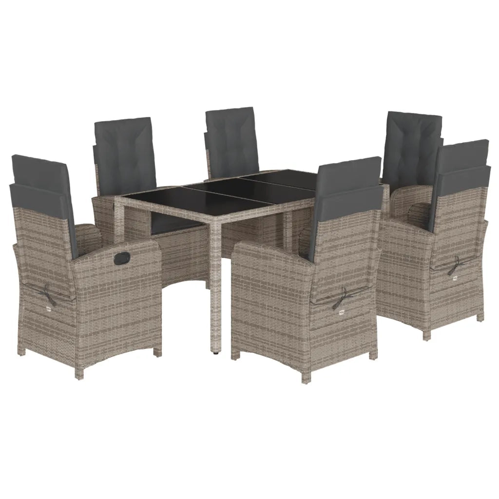 Set da Pranzo da Giardino 7 pz con Cuscini in Polyrattan Grigio 3212217