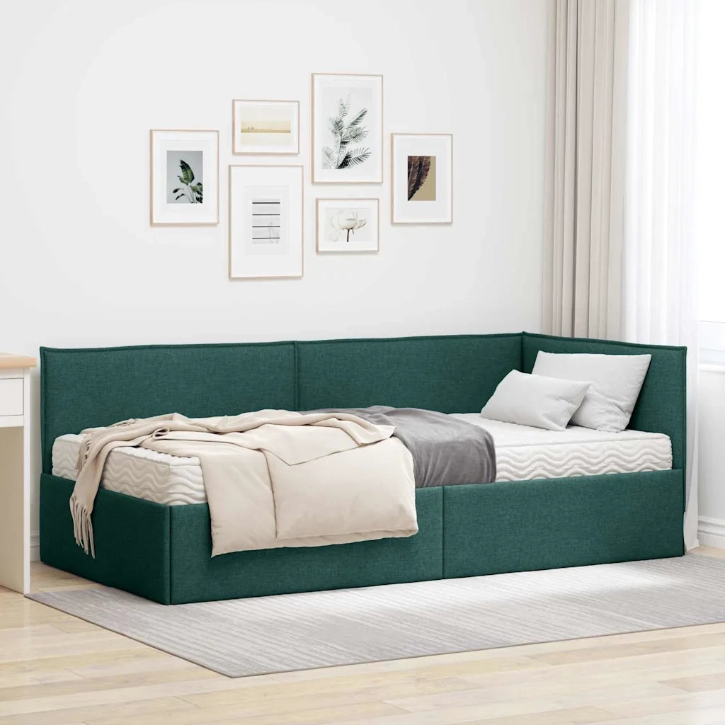 Struttura Letto Angolare con Materasso 2 pcs Verde Velluto