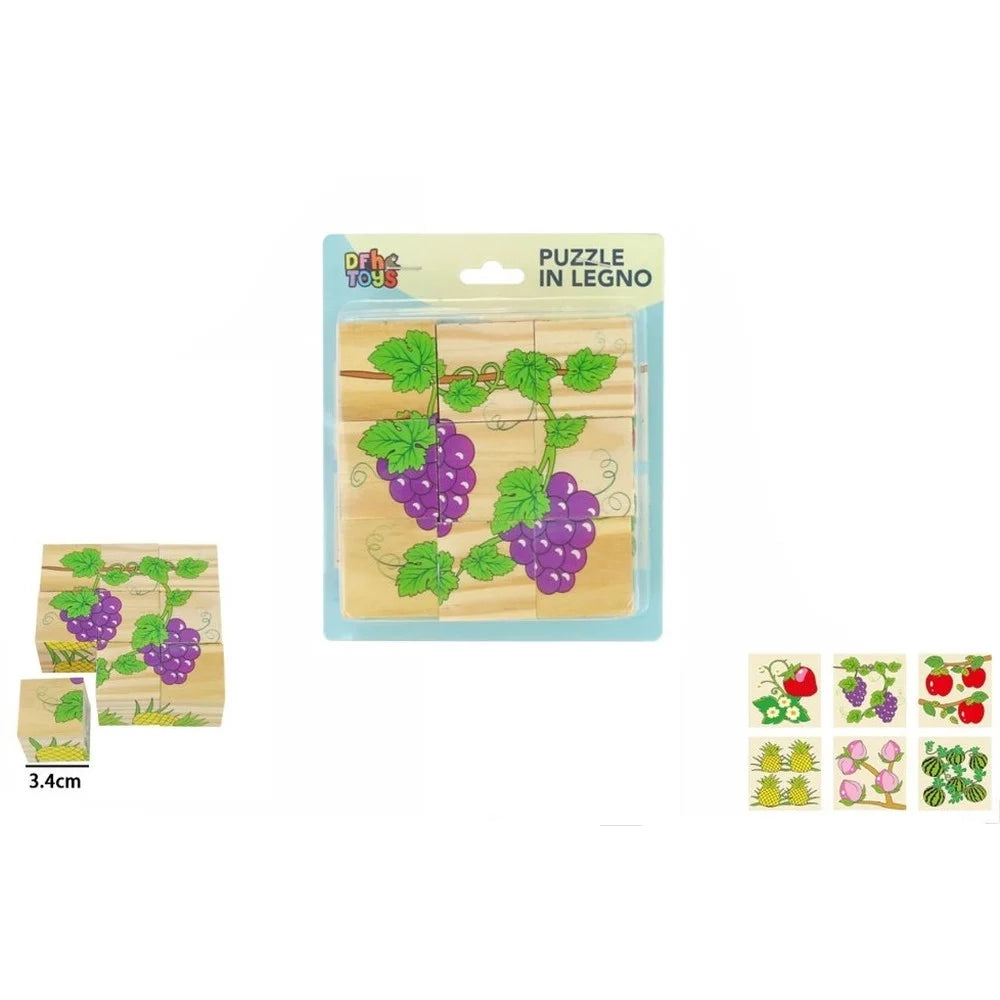 Trade Shop - Puzzle Rompicapo Cubi In Legno Per Bambini Design Frutta Giocattoli Educativi 31589 -