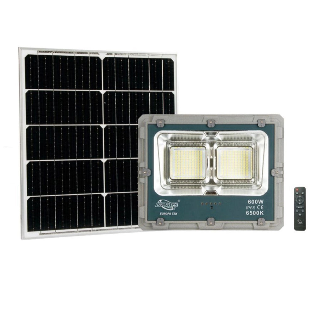 FARO LED CON PANNELLO SOLARE LUCE FREDDA FARETTO LED CASA GIARDINO ESTERNO 600W