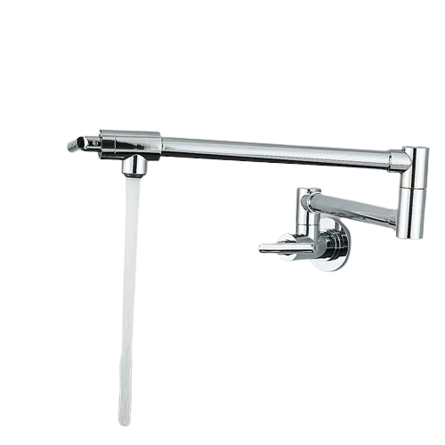 NILS | Rubinetto per acqua fredda a parete monoforo cromato | cucina professionale in acciaio inox | Parete pieghevole  con rubinetto pieghevole