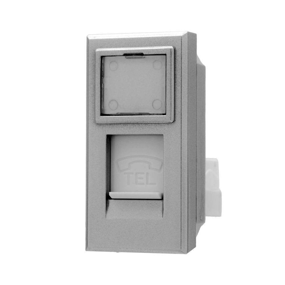 Trade Shop - Presa Telefonica Plug Rj11 Silver Coperchio Compatibile Bticino Axolute -
