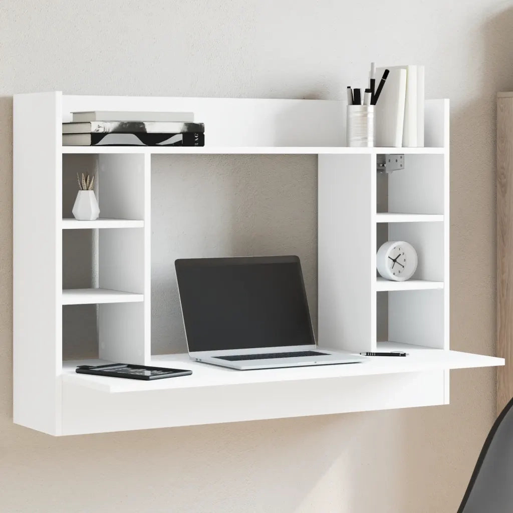 Scrivania a Parete Bianca 105x48x75 cm in Legno Multistrato 847968