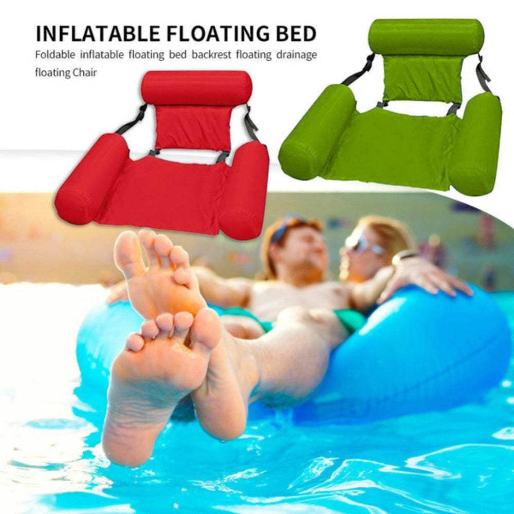 Trade Shop - Sedia A Sdraio Gonfiabile Amaca Per Mare Piscina Galleggiante Pieghevole 120cm -