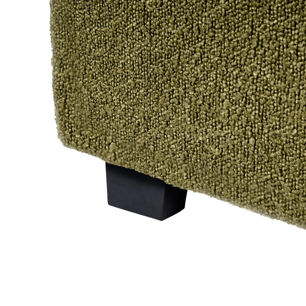 Letto con rete retro minimalista design retro bouclé verde oliva 140 x 200 cm