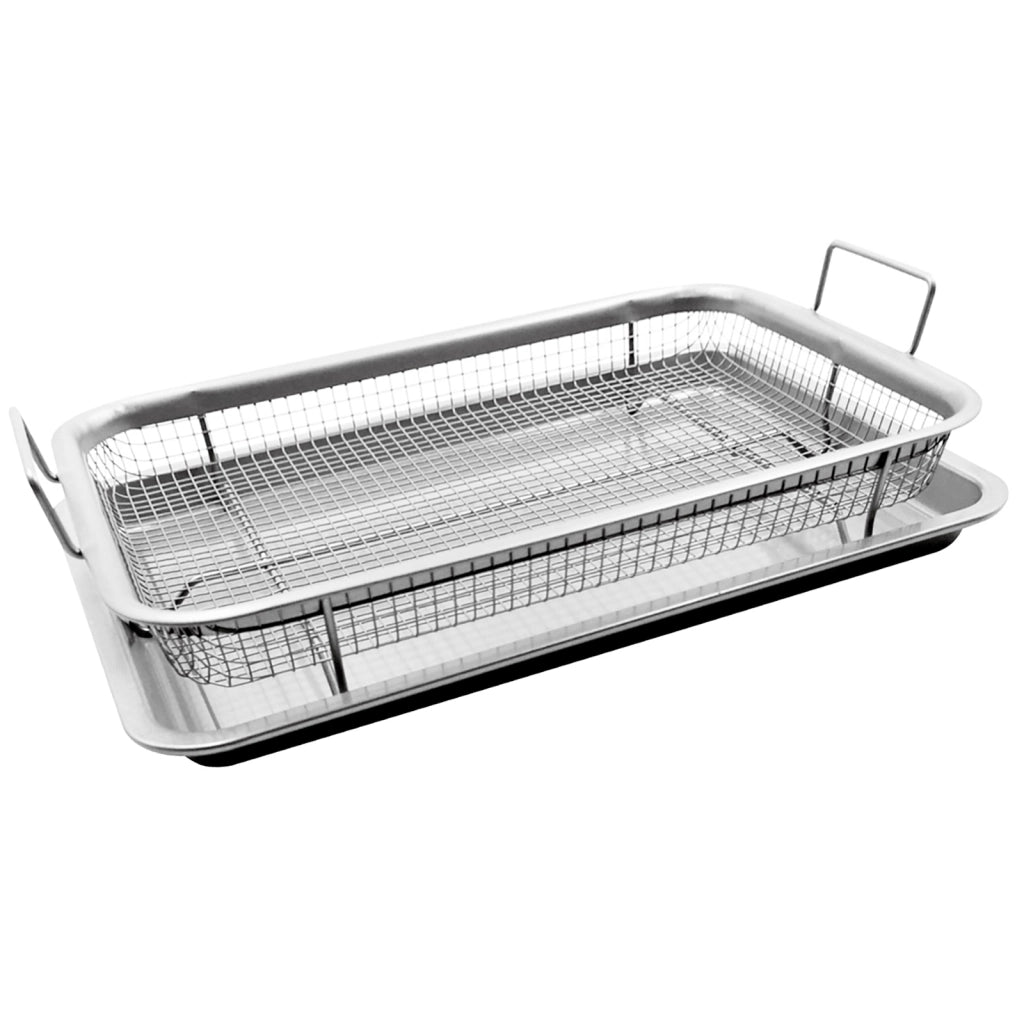 Cestello Friggitrice in Acciaio Inossidabile con Vassoio Scolatoio Argento Cheffinger