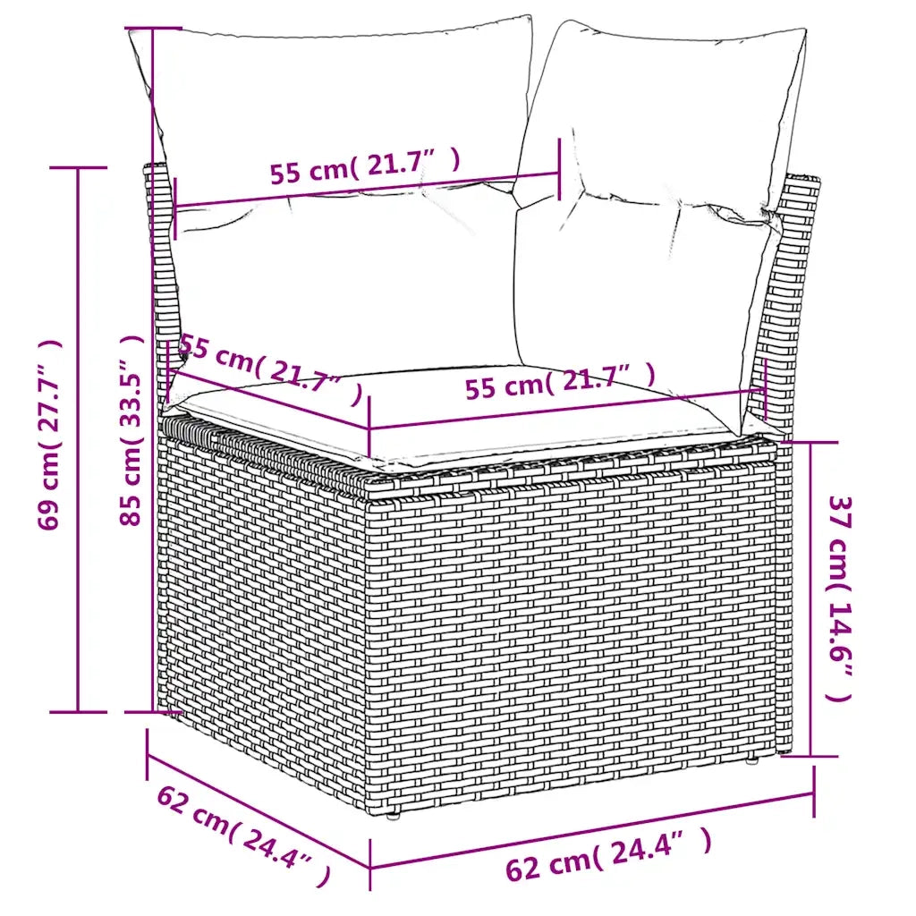 Set Divani da Giardino 11 pz con Cuscini Polyrattan Marrone 3218303