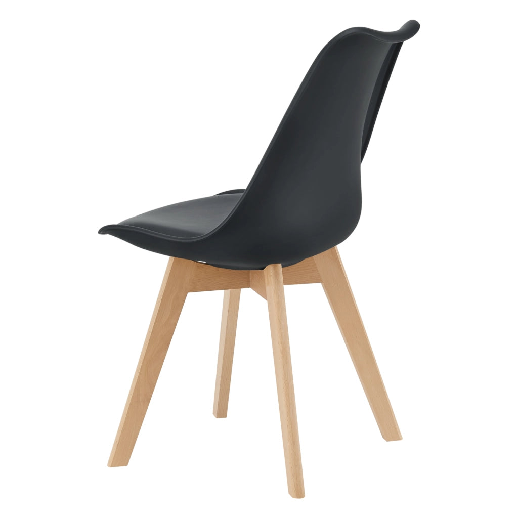 Set Fläten di 6 Sedie da Sala con Seduta Imbottita Rivestimento in Similpelle Nero [en.casa]
