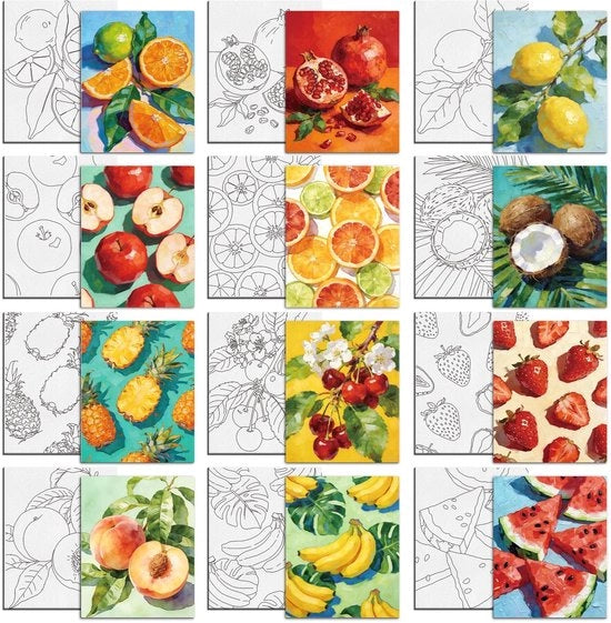 12 Canvassi a Tela con Tema di Frutta per Dipingere