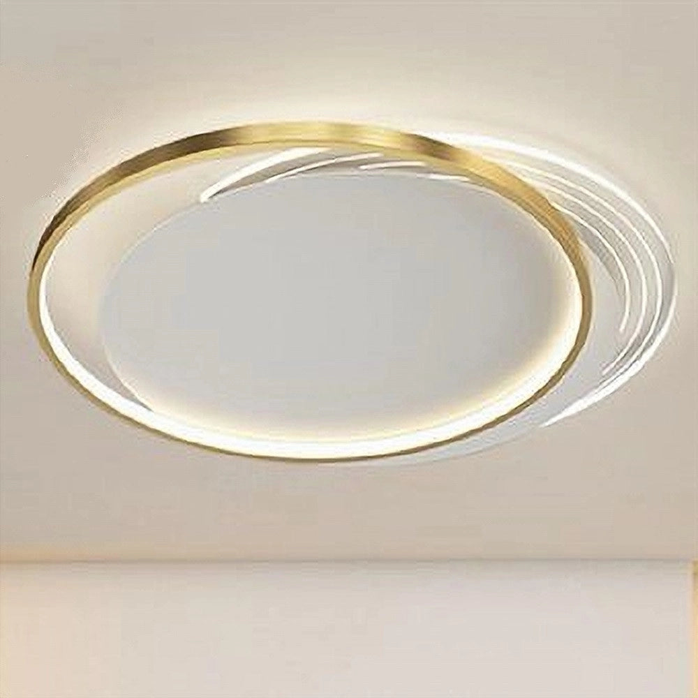 Trade Shop - Plafoniera Led 30 W Cerchio Oro Lampadario Da Soffitto Tondo Luce Naturale 70715 -