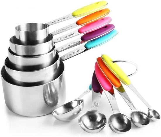Set di Cucina da Misura - Set di Cucina Completo - Set di Cucina da 10 pezzi - Set di Cucina in Acciaio Inossidabile - 1,25ml a 250ml