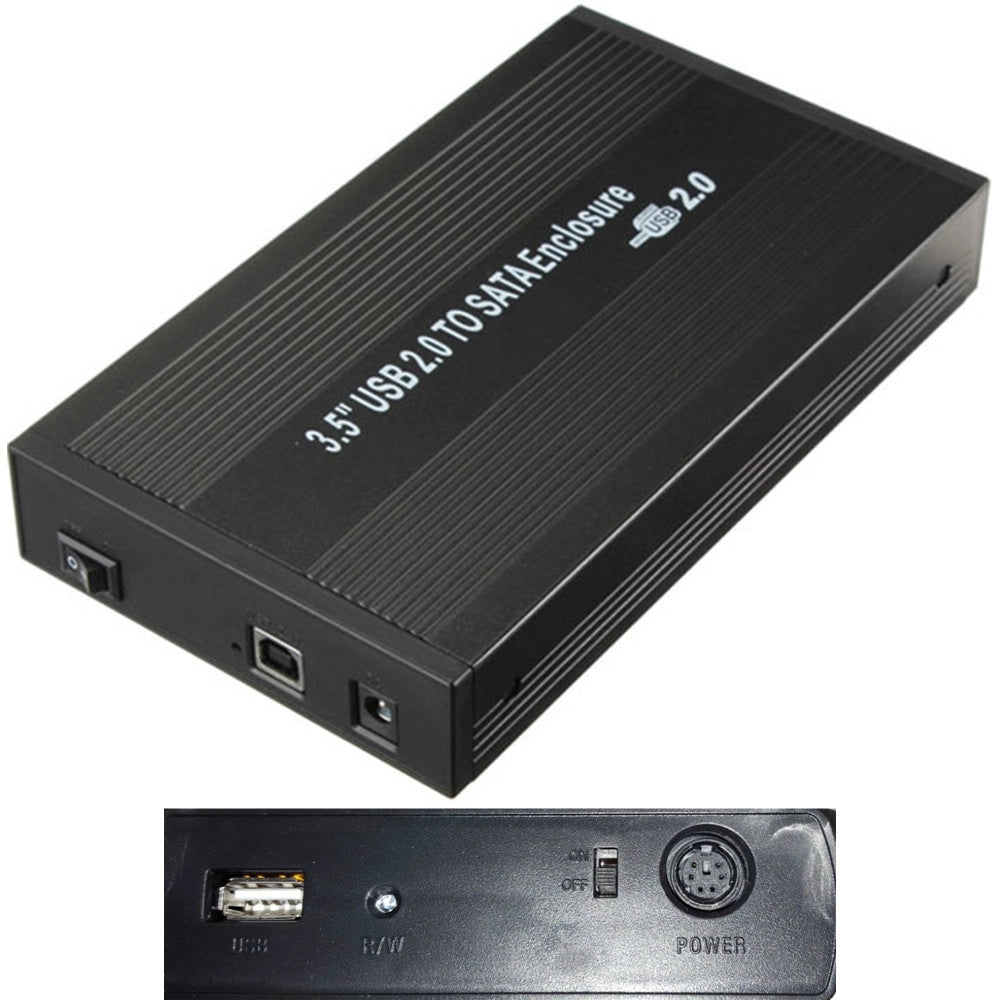Trade Shop - Box Hard Disk Esterno 3,5" Pollici Sata Usb 2.0 Hdd Case Con Alimentatore -