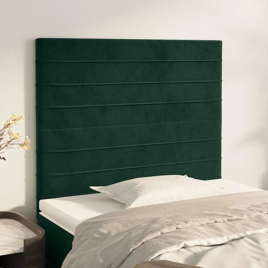 Testiera | Testata Verde Scuro 100x5x118/128 cm Velluto