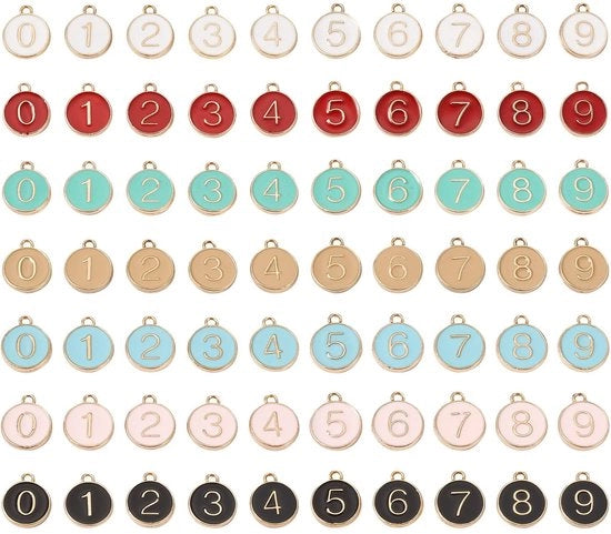 Set di 70 Etichette Emaille con Numeri per DIY Gioielli