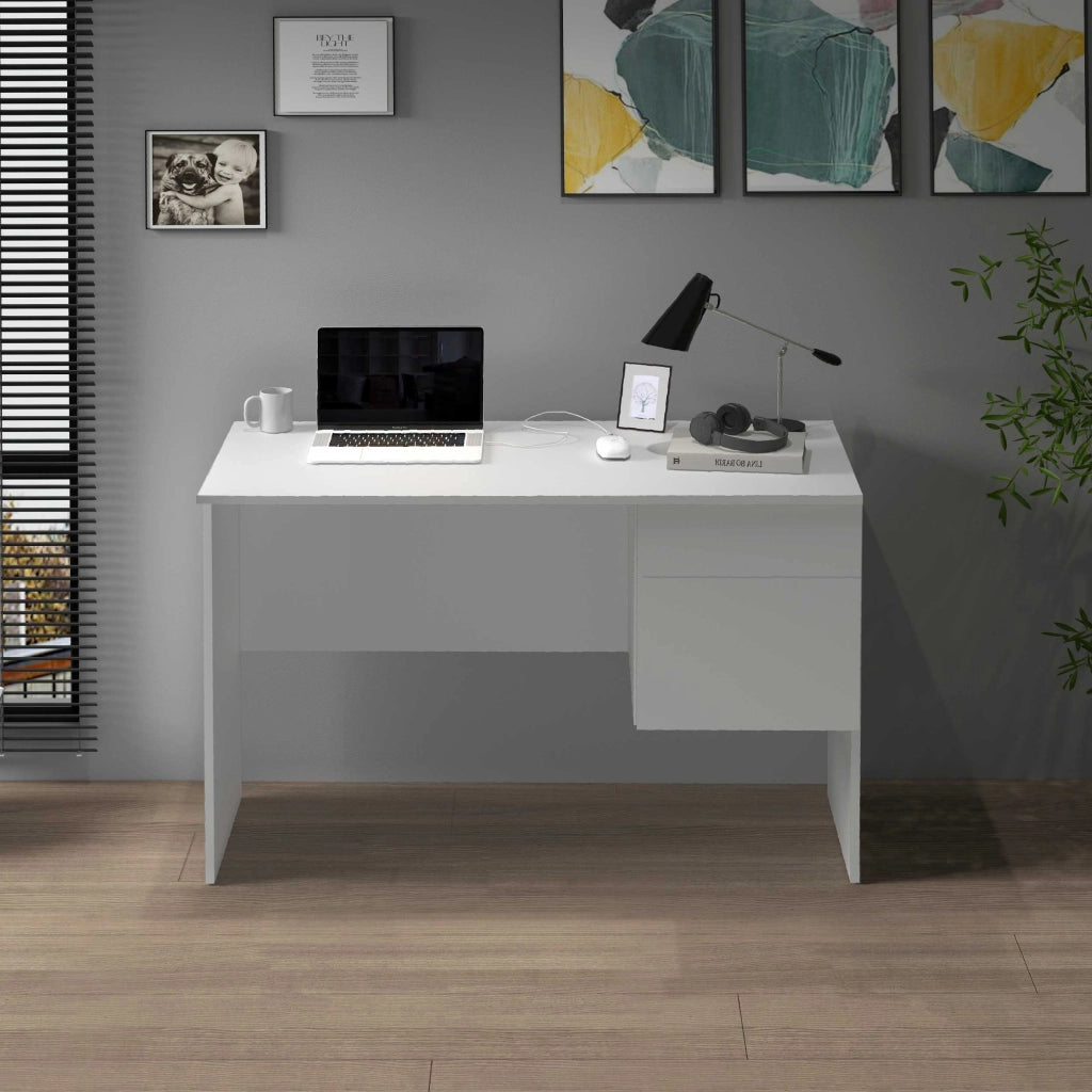 WHOUS Scrivania Easy 1 anta e 1 cassetto bianco opaco 110x50x75 cm