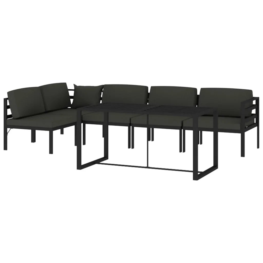 Set Divani da Giardino 6 pz con Cuscini in Alluminio Antracite