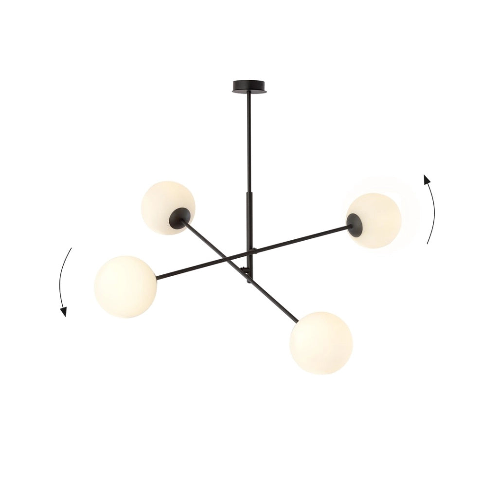 Lampadario Emibig Linear 4xE14 nero/opalino dimmerabile 102cm