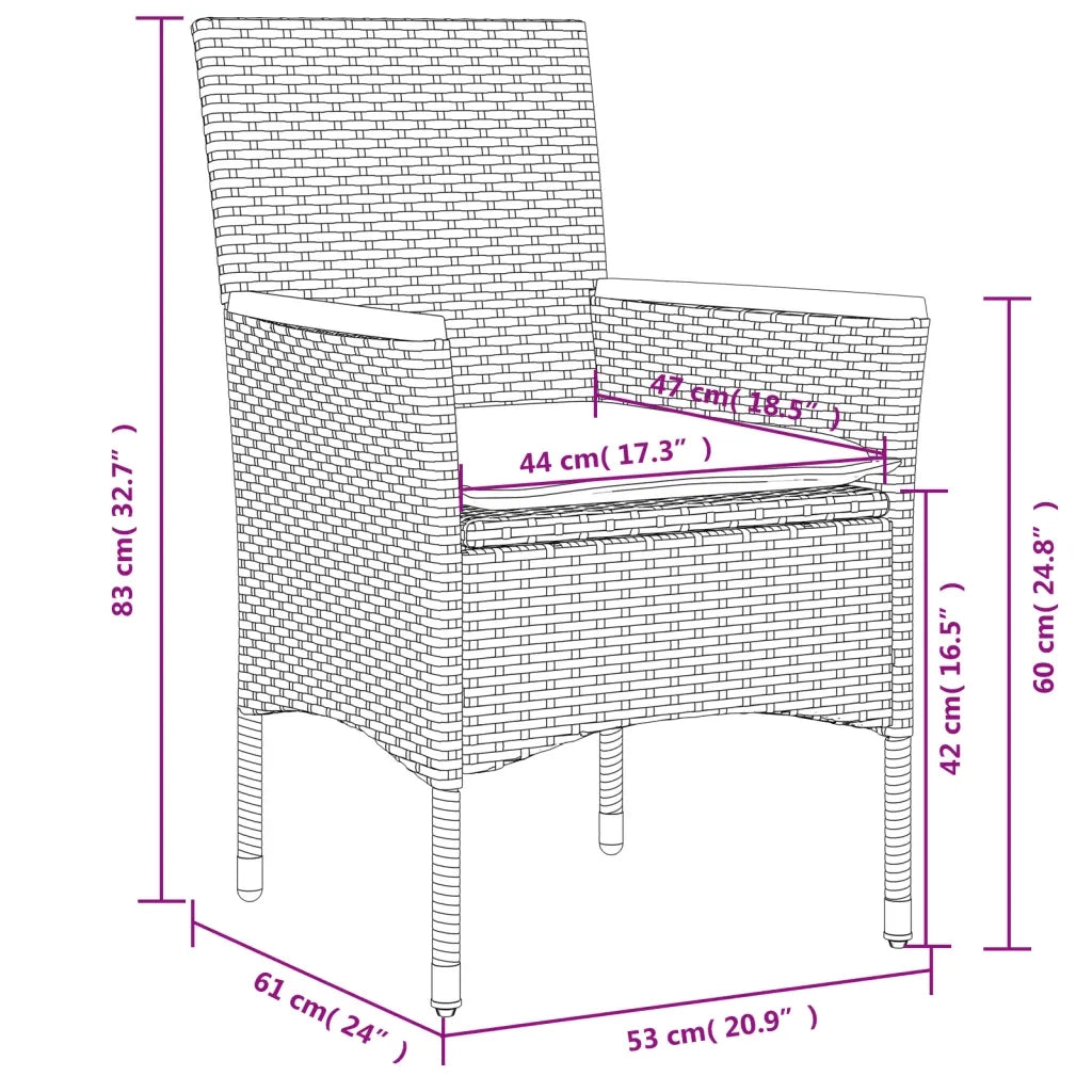 Set da Pranzo da Giardino 5 pz con Cuscini Polyrattan e Vetro 3278652
