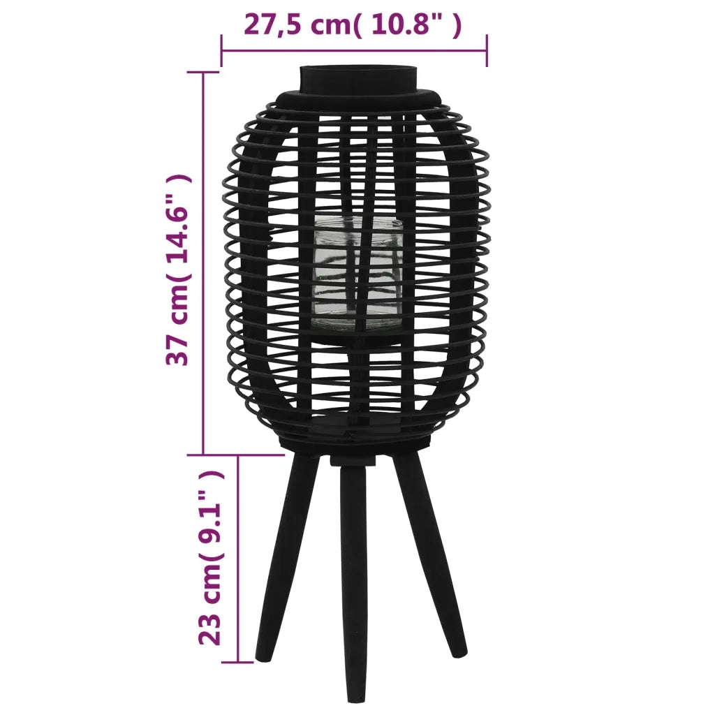 Supporto per Lanterna da Tavolo in Bambù Nero 246821