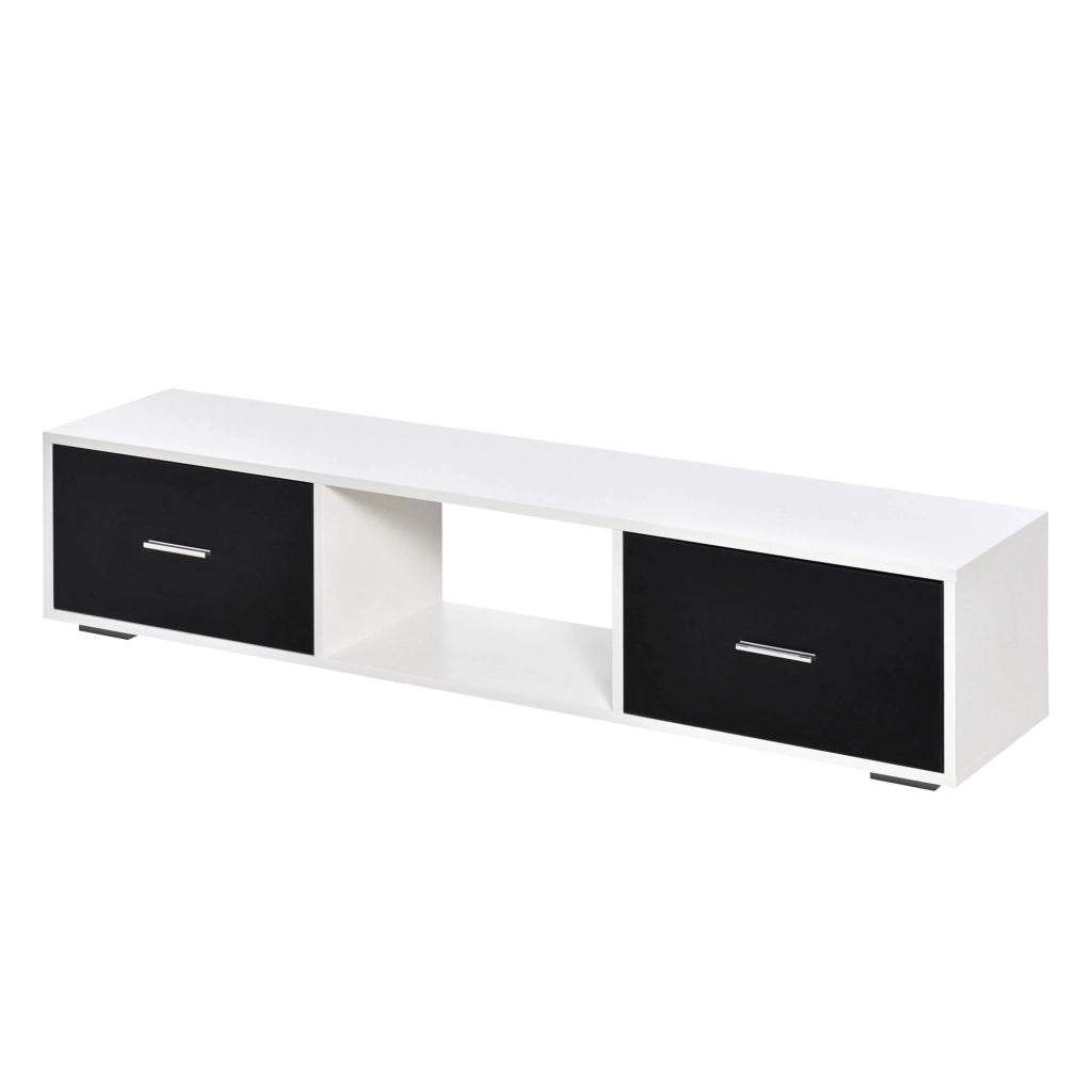Mobile TV Moderno con 2 Cassetti ¨C zephmum ¨C Bianco e Nero 140x30x32 cm