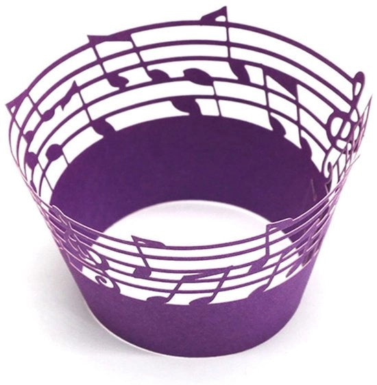 Decorazioni per Cupcake a forma di Note Musicali - 50 pezzi - Confezione in Carta - Decorazione per Feste - Ambientale - Diametro 8cm / Altezza 5,5cm - Confezioni per Cupcake