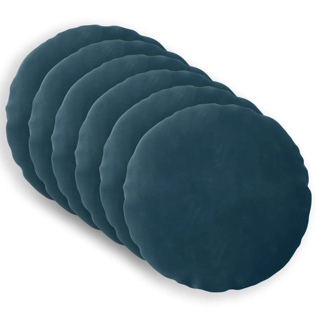 Federa 6 pcs HEERLEN Blu Ø 30 cm Velluto 921886