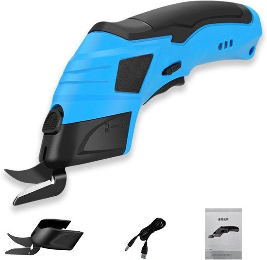 Manicure elettrica portatile | Ricaricabile, 2 lame per stoffa, tappeto, pelle, cartone, compatta e efficiente per lavori di manutenzione e progetti DIY - Blu