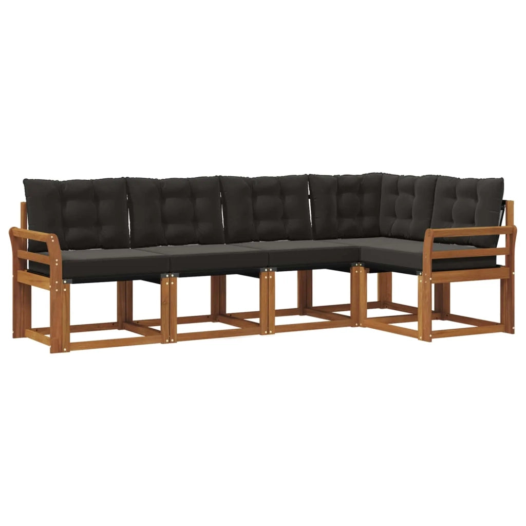 Set di divani da esterno con cuscino 5 pcs Naturale e Nero 3368667