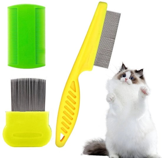 Kit di spazzole per gatti - 3 pezzi - Spazzola per gatti - Manico antiscivolo - Cura degli animali - Progettato per resistere ai shock