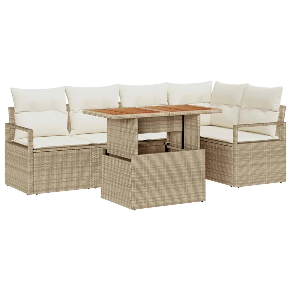 Set Divano da Giardino 6 pcs Beige Poly Rattan 3358451