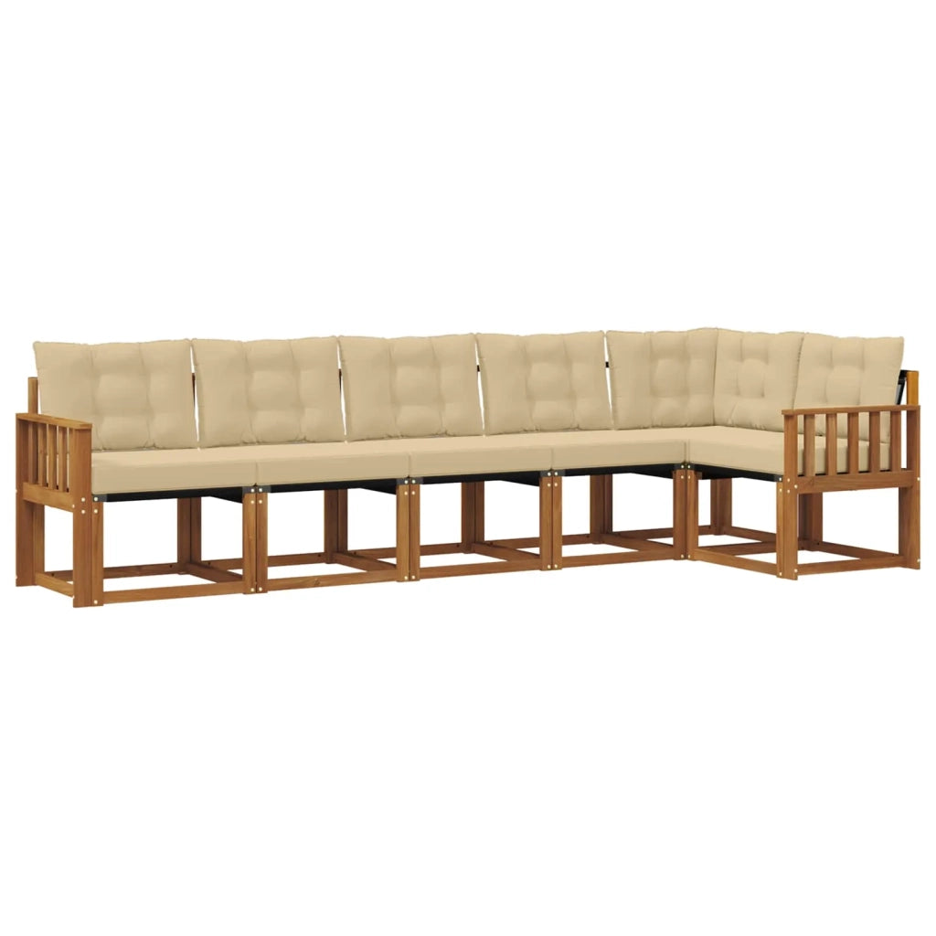 Set di divani da esterno con cuscino 6 pcs Naturale e Beige 3368712