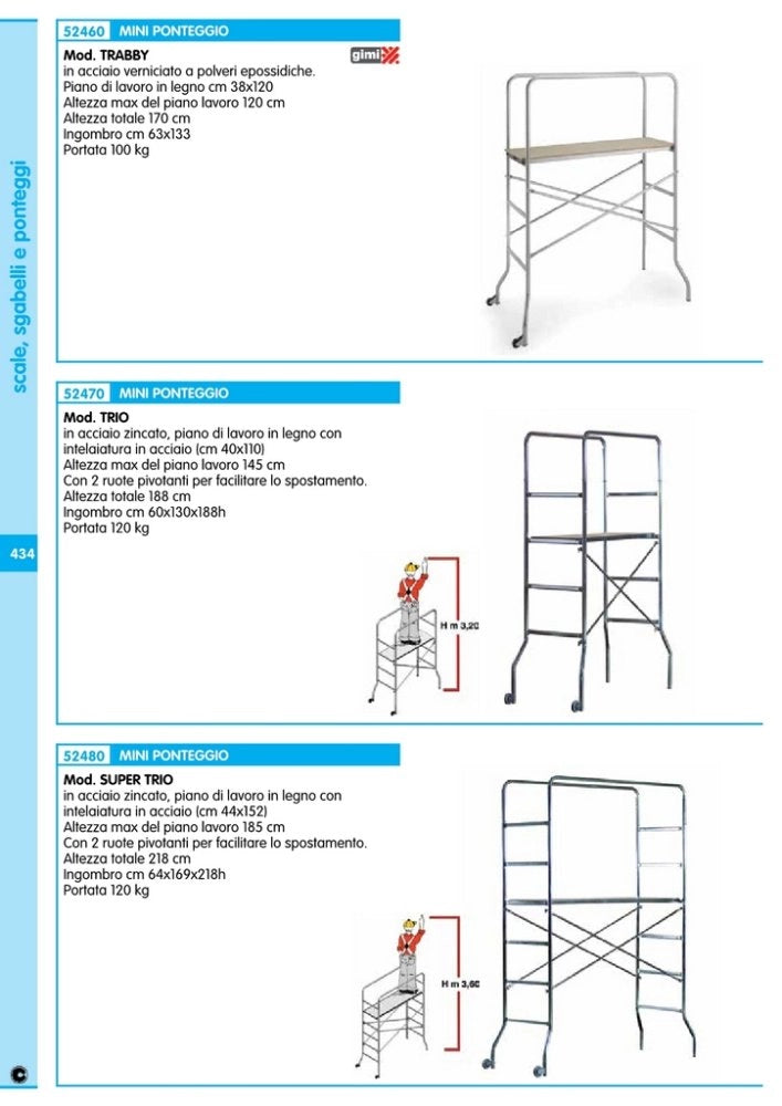 1pz ponteggio acciaio trio 60x130xh188 cm cod:ferx.12179