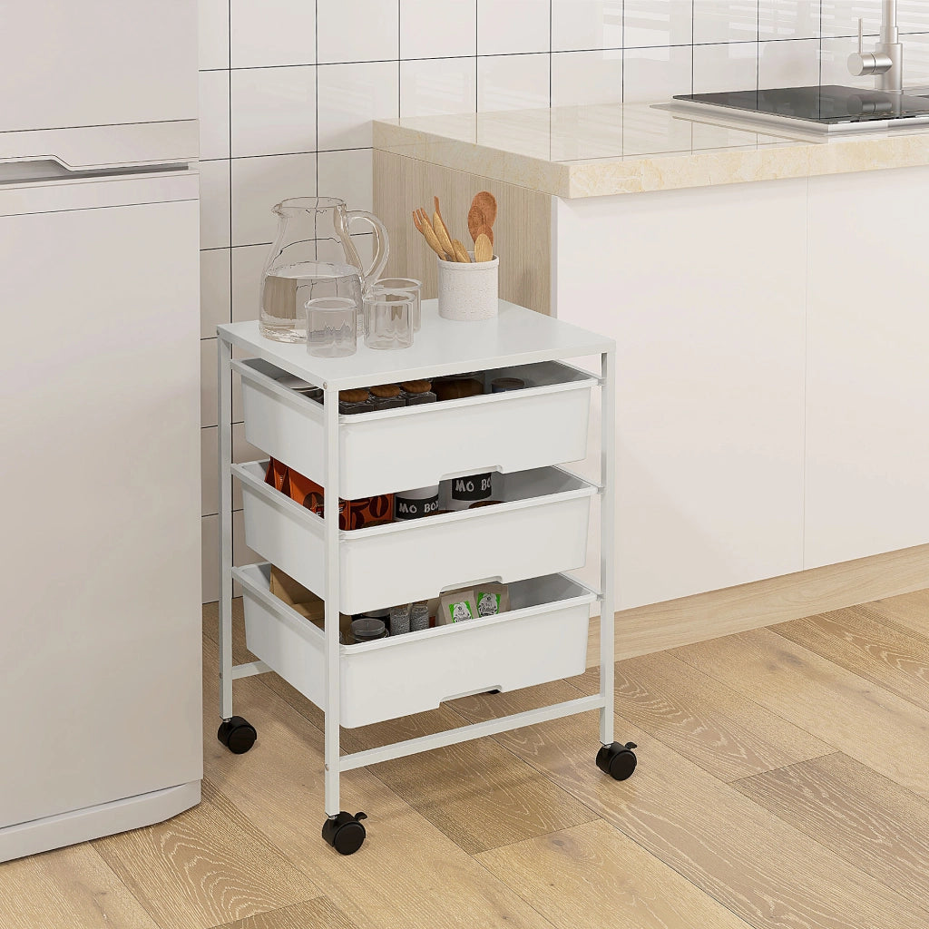 Carrello di servizio con 3 ripiani e cesti ¨C zephmum ¨C acciaio