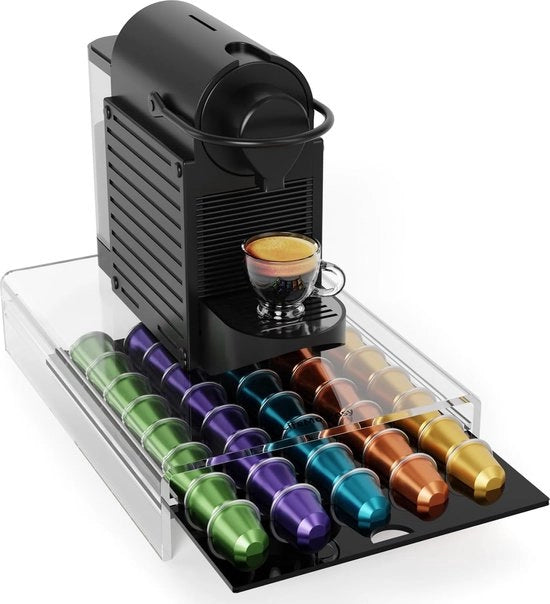 Capsula Caffè con Design Transparente e Cassa Estensibile per Capsule - Stoccaggio per 40 Unità