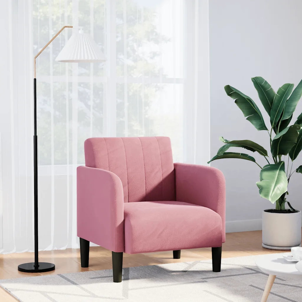 Divano Sedia con Braccioli Rosa 54 cm in Velluto 4100581