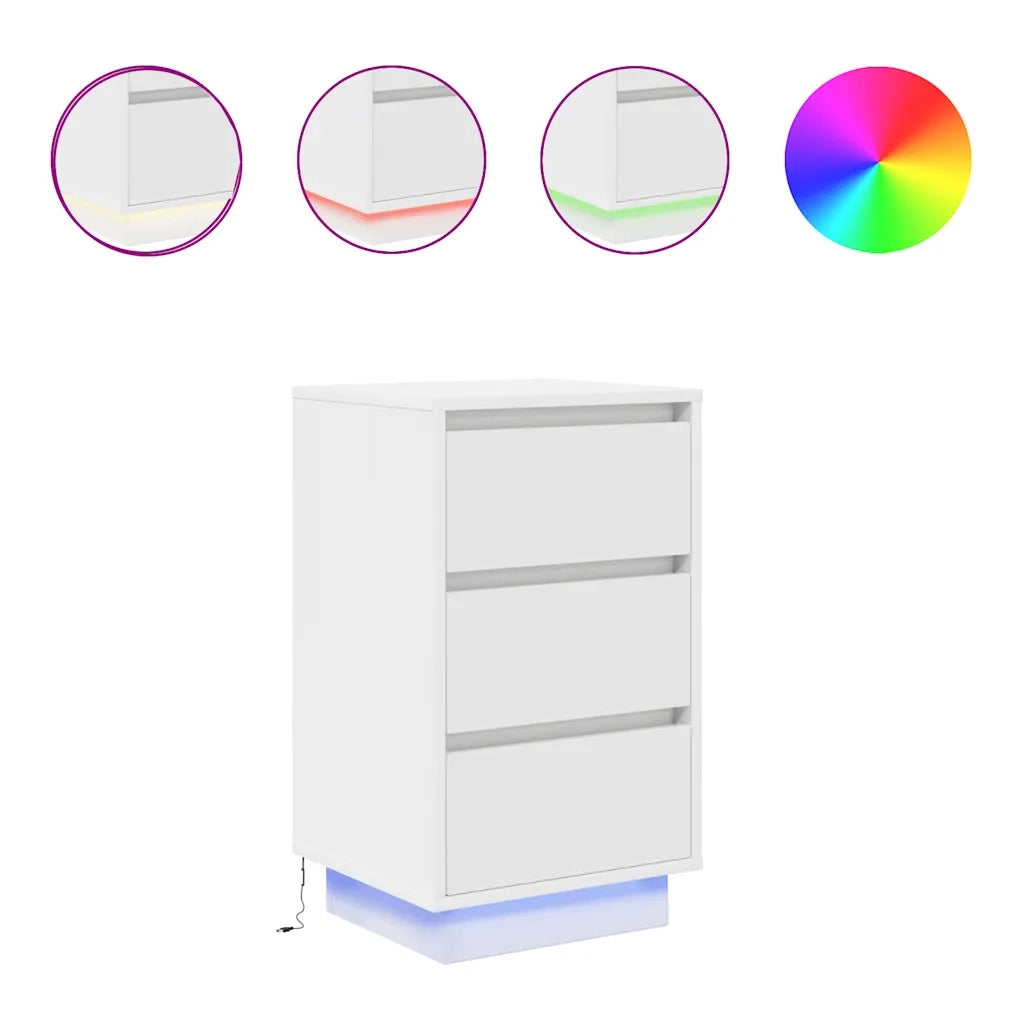 Comodini | Armadio da Notte | Mobiletto da notte con Luci LED Bianco 38x34x65 cm