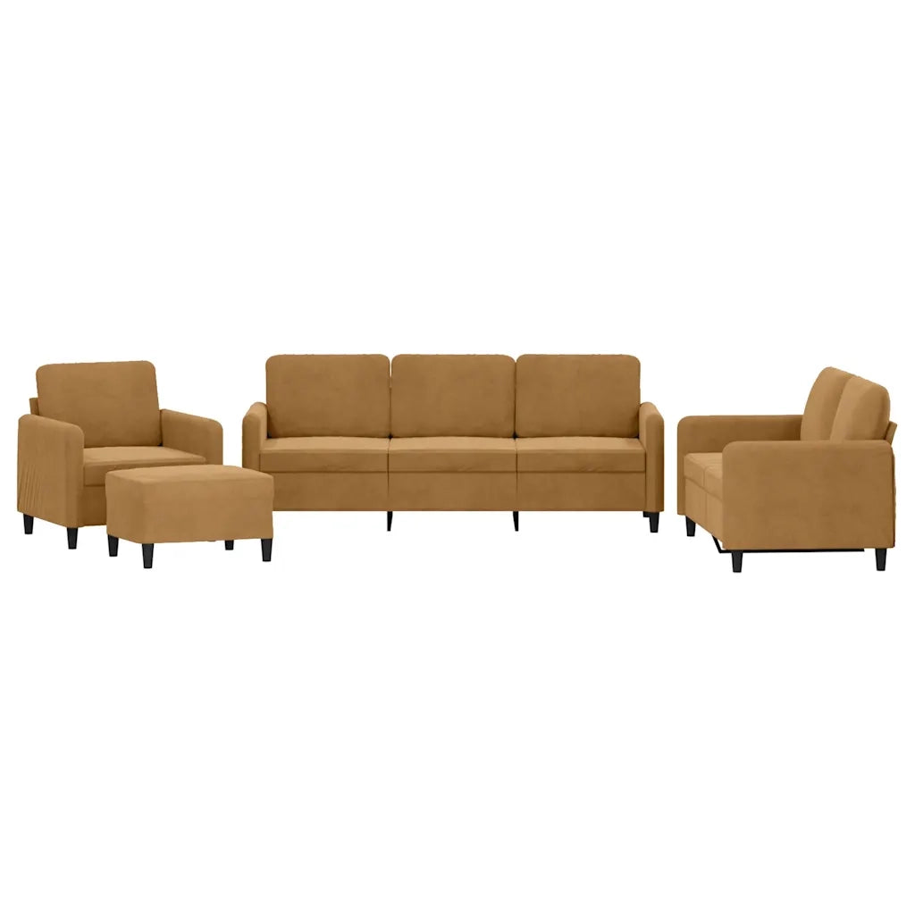 Set di Divani 4 pz Marrone in Velluto 3201951