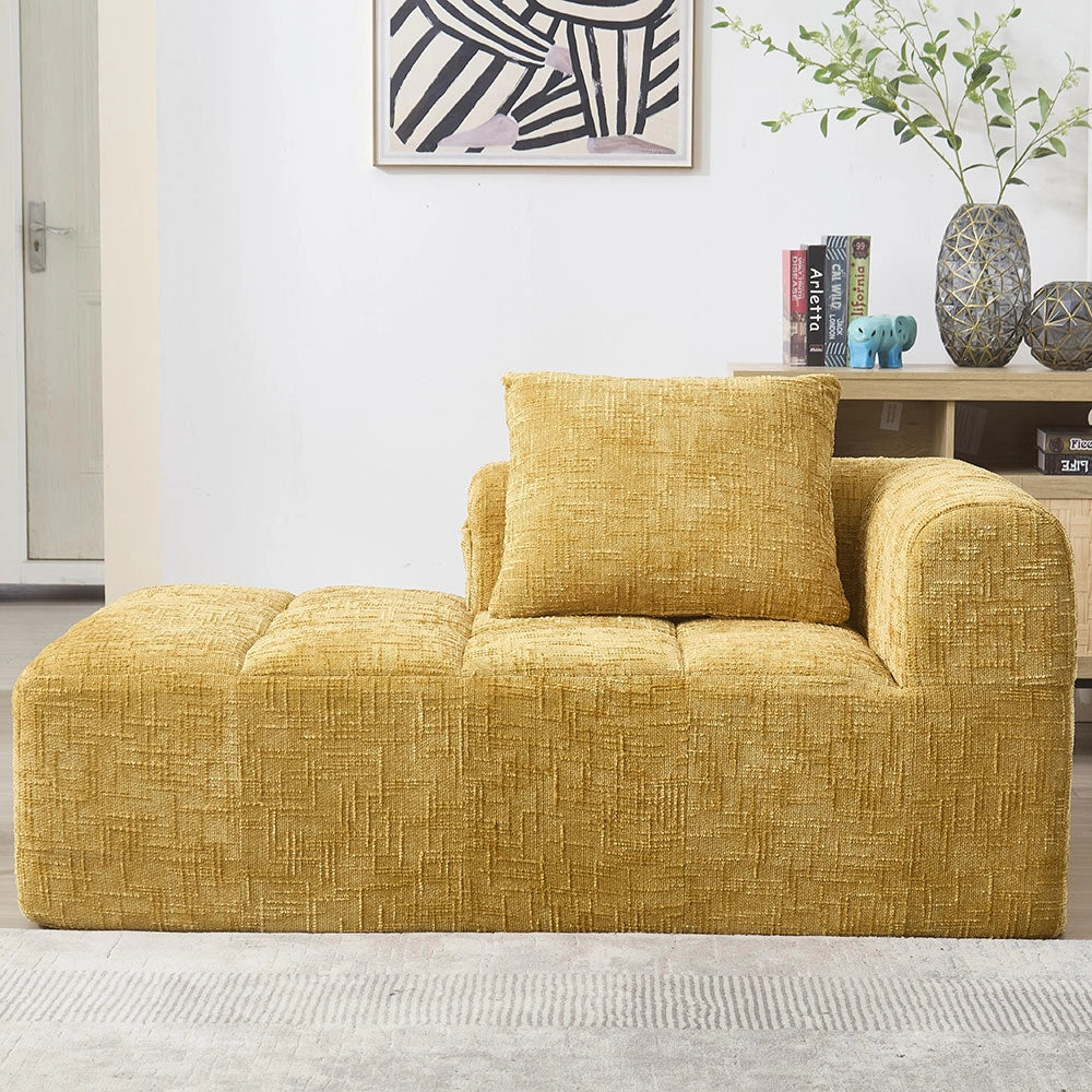 Chaise longue - Xylo - pronto uso con tasche laterali giallo