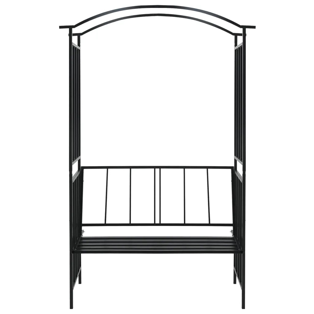 Arco da Giardino con Panca Nero 128x50x207 cm in Ferro 47093