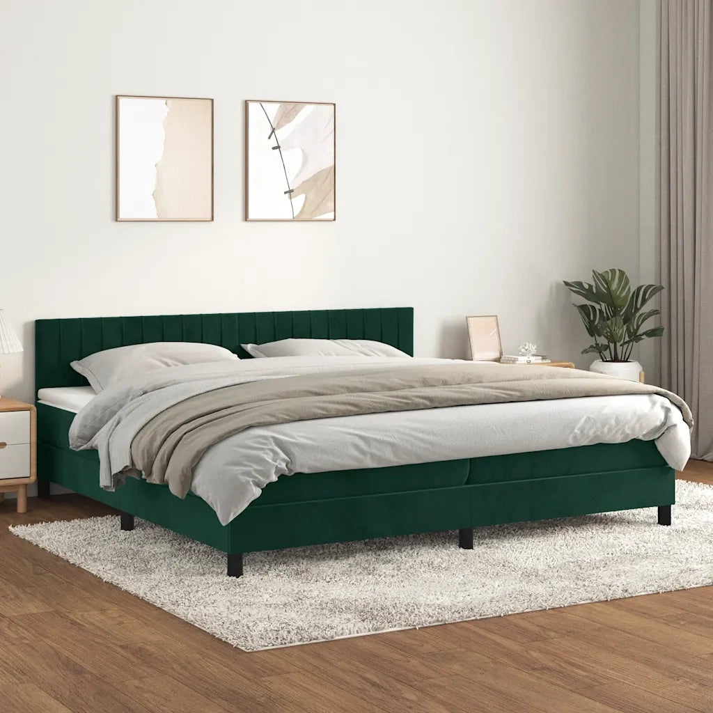 Giroletto a Molle con Materasso Verde Scuro 200x200 cm Velluto 3141446