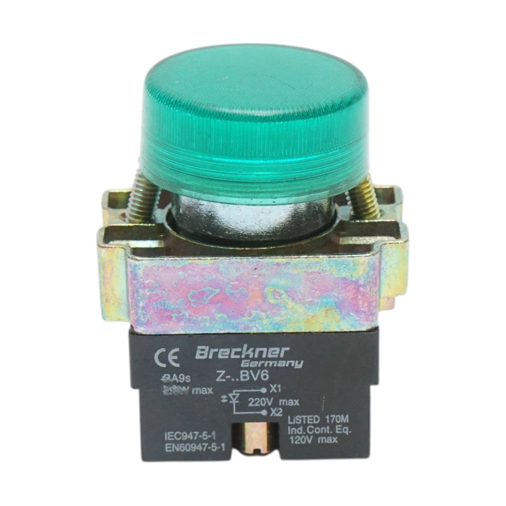 Pulsante indicatore LED verde 220V LAY5 Breckner Germany