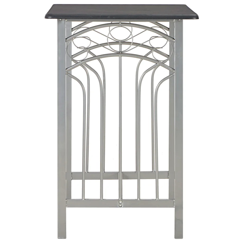 Set da Bar 3 pz in Legno e Acciaio Nero 284396